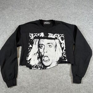 The Cast Sweatshirt Mens Small Black Iggy Pop Graphic Cropped Pullover Punk